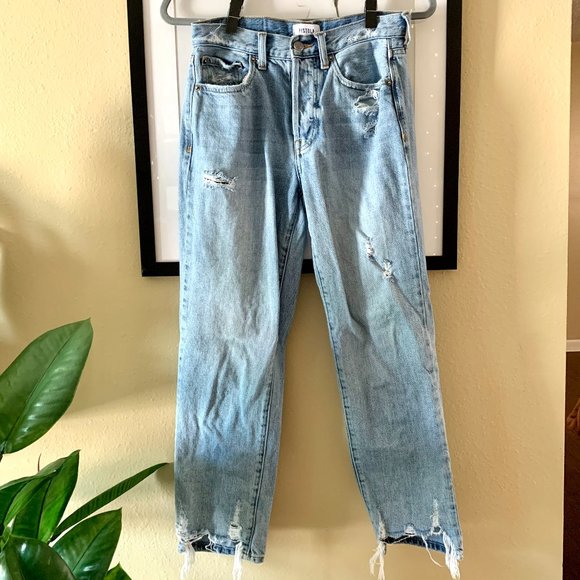 Pistola Charlie Distressed High-Rise Straight Crop - Picture 1 of 6